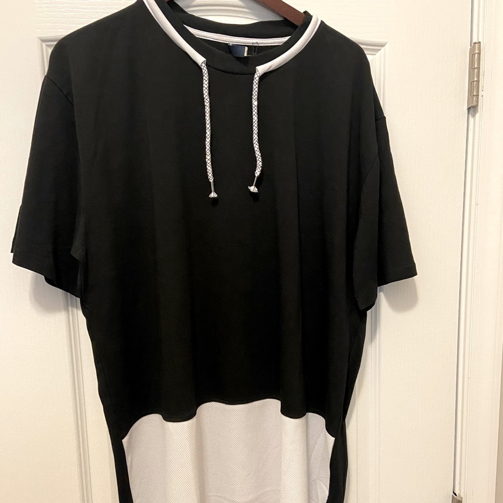 Designer black and white shirt with cords